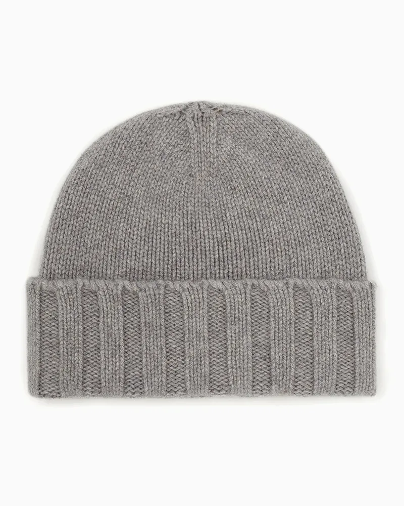Emporio Armani Rippstrick-Mütze aus Kaschmir Grau