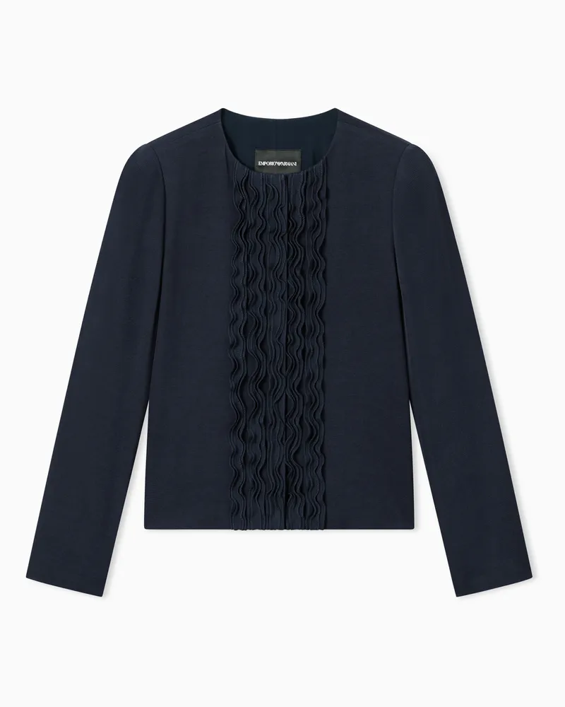 Emporio Armani Jacke aus strukturiertem Stoff mit Rüschen Blau