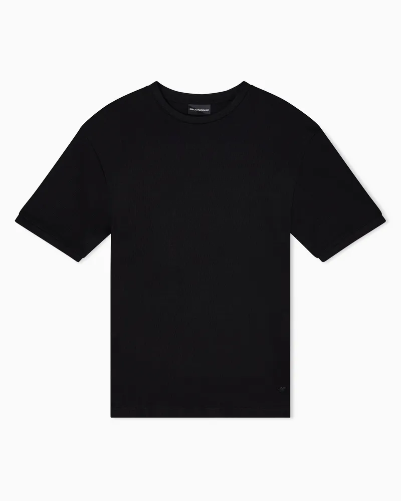 Emporio Armani ASV T-Shirt aus Jersey mit durchgängigem, vertikalem Muster in Jacquard-Stoff-Verarbeitung Schwarz