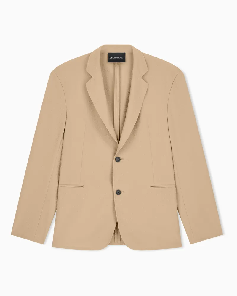 Emporio Armani Blazer Regular Fit aus Seersucker mit Daunenfüllung Beige
