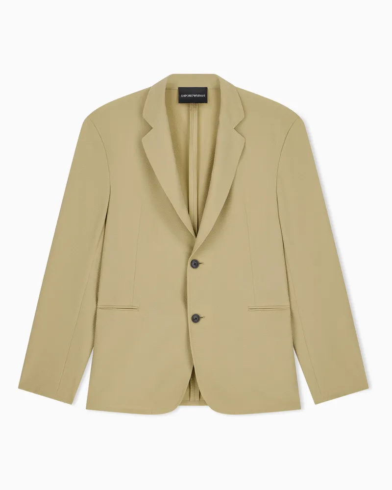 Emporio Armani Blazer Regular Fit aus Seersucker mit Daunenfüllung Beige