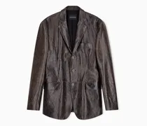 Blazer aus gewalktem Leder mit halbglänzendem Effekt