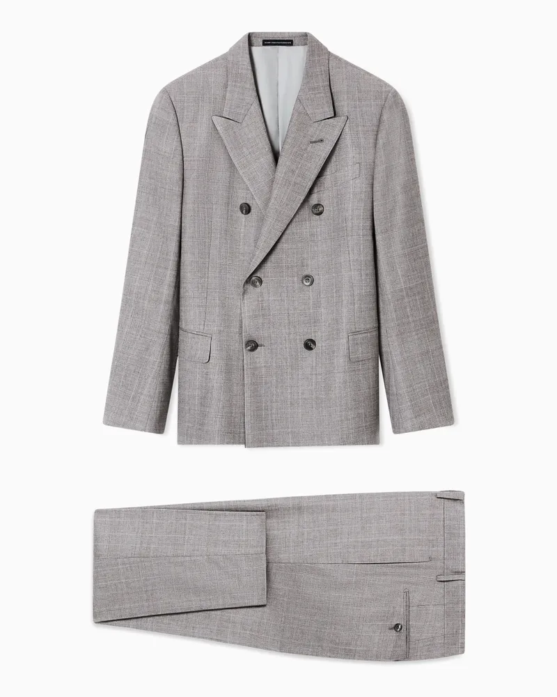 Emporio Armani Anzug aus Mouliné-Wolle mit angedeutetem Glencheck Grün