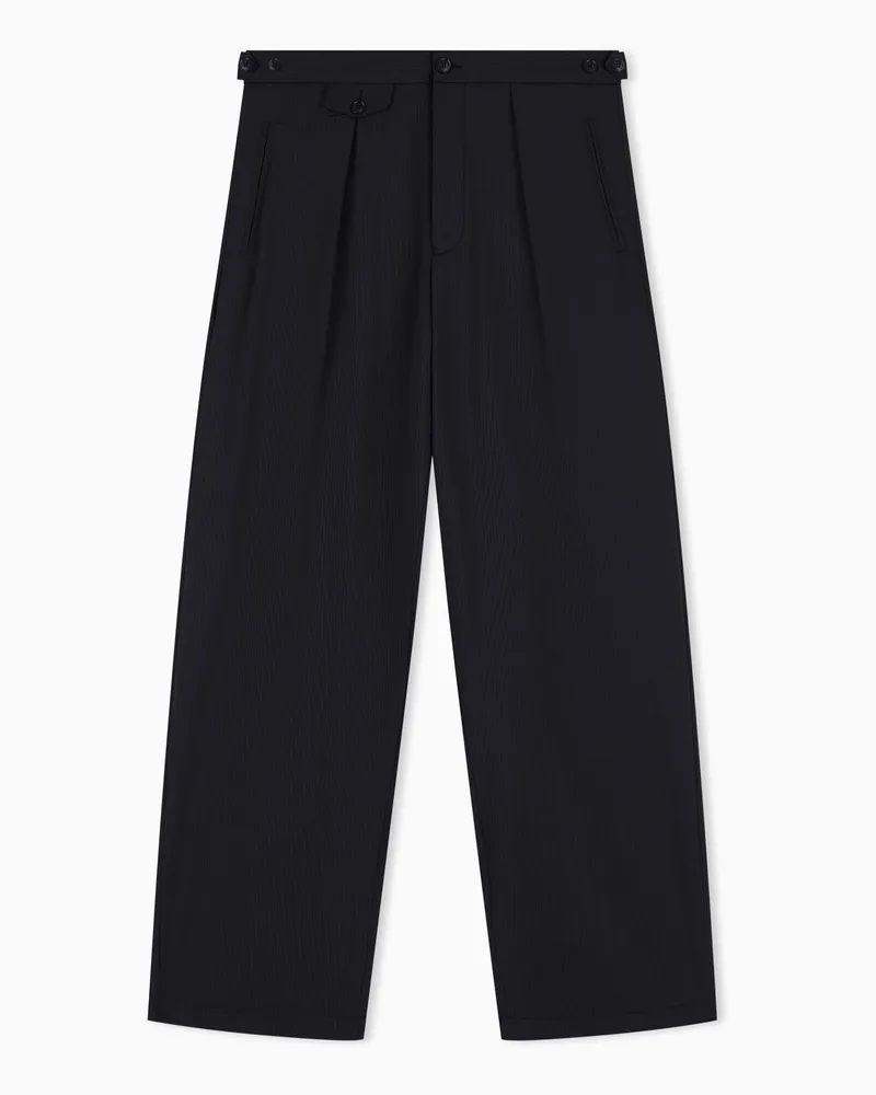 Emporio Armani Icon Hose aus technischem Seersucker Marineblau