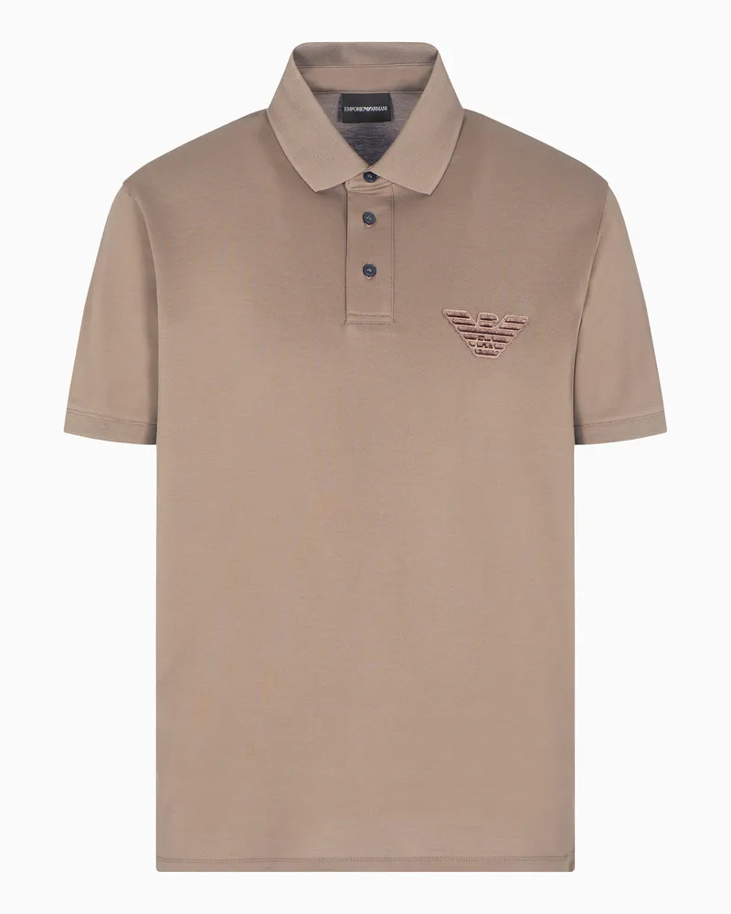 Emporio Armani Poloshirt aus Pikee-Jersey mit Adler-Patch Beige