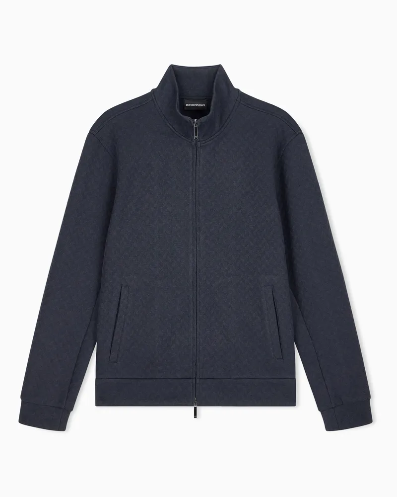 Emporio Armani Sweatshirt im Regular Fit aus Lyocell und Baumwolljersey Blau