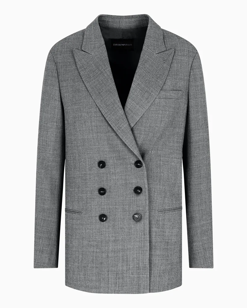 Emporio Armani Doppelreihiger Blazer aus Crêpe-Mouliné-Wolle Grau