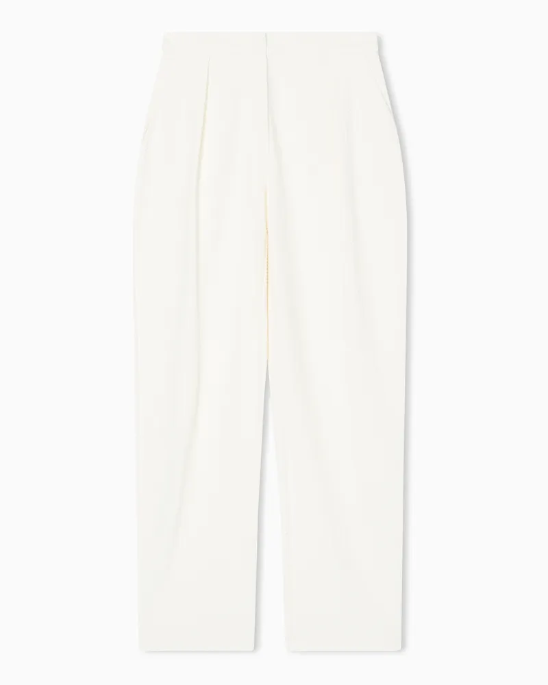 Emporio Armani ASV Bundfalten-Hose aus Jersey mit Chevron-Motiv Weiß