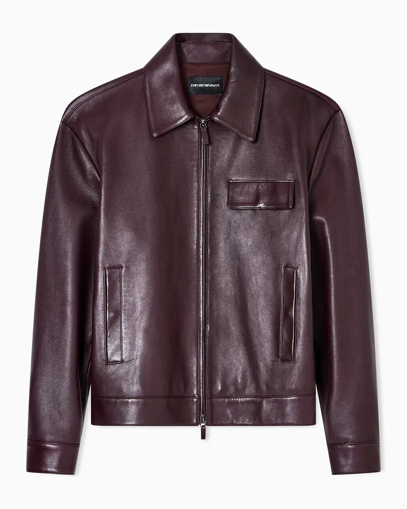 Emporio Armani Blouson aus Plongé-Lammnappaleder Braun