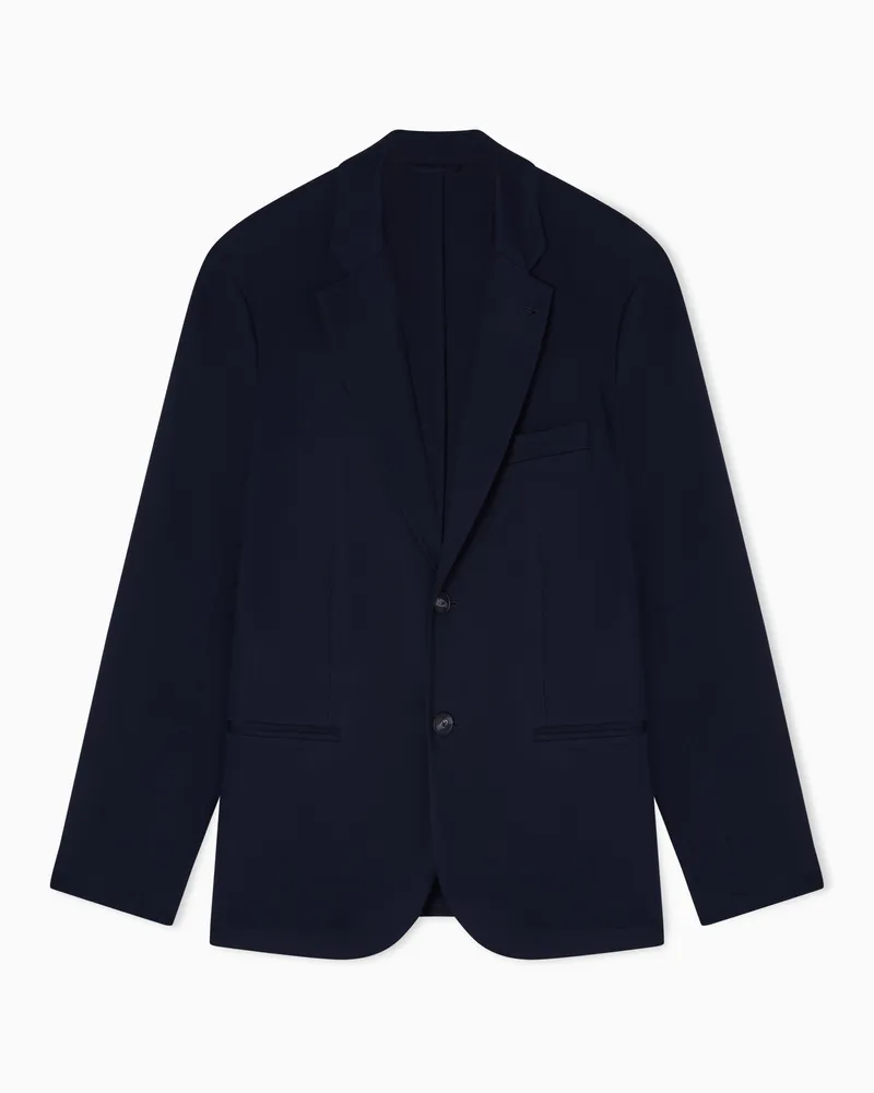 Emporio Armani Einreihiges Sakko aus Nylon Marineblau