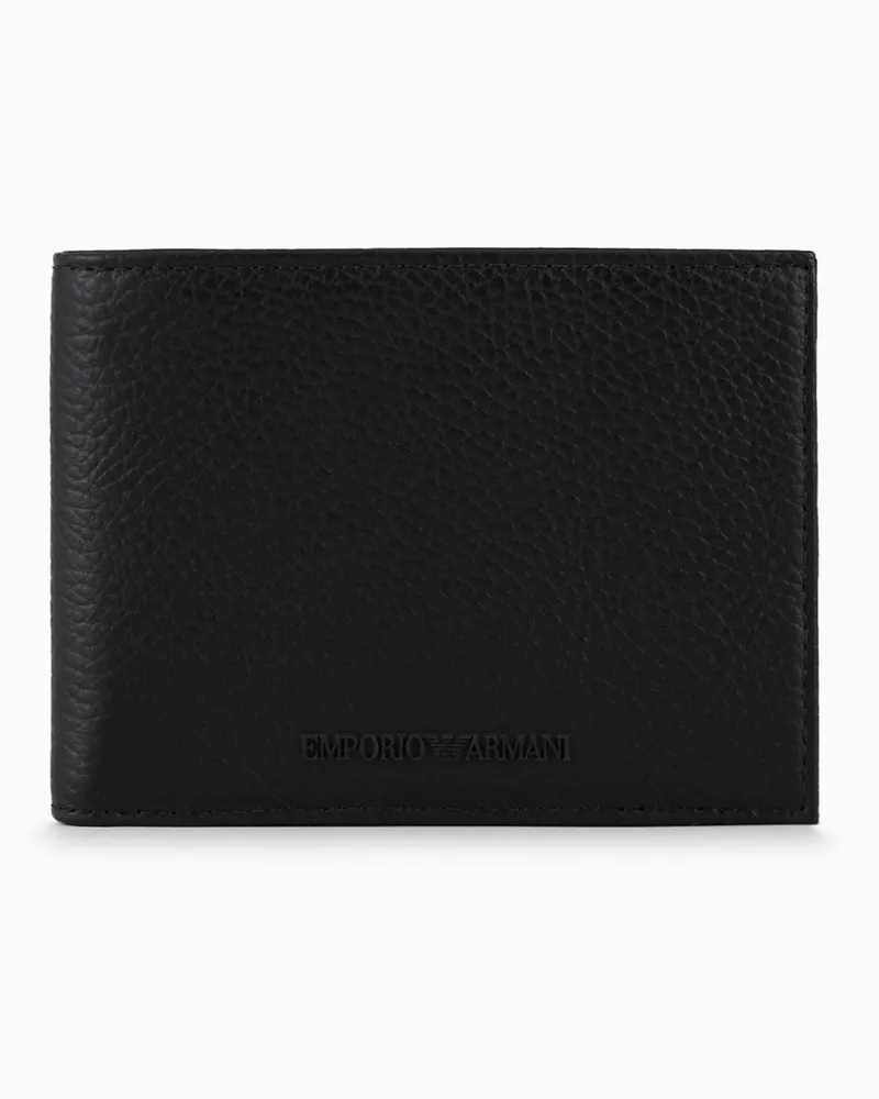 Emporio Armani Portemonnaie aus getrommeltem Leder mit Kartenetui Schwarz
