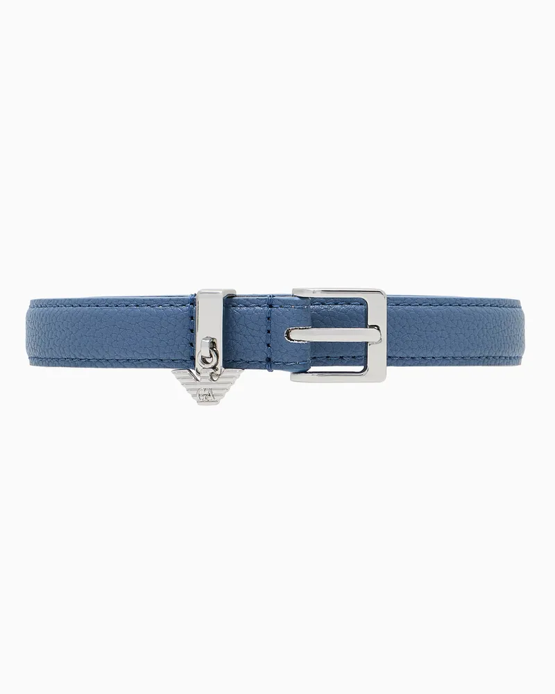 Emporio Armani Gürtel mit Hirsch-Print und Adler-Logo-Anhänger Blau