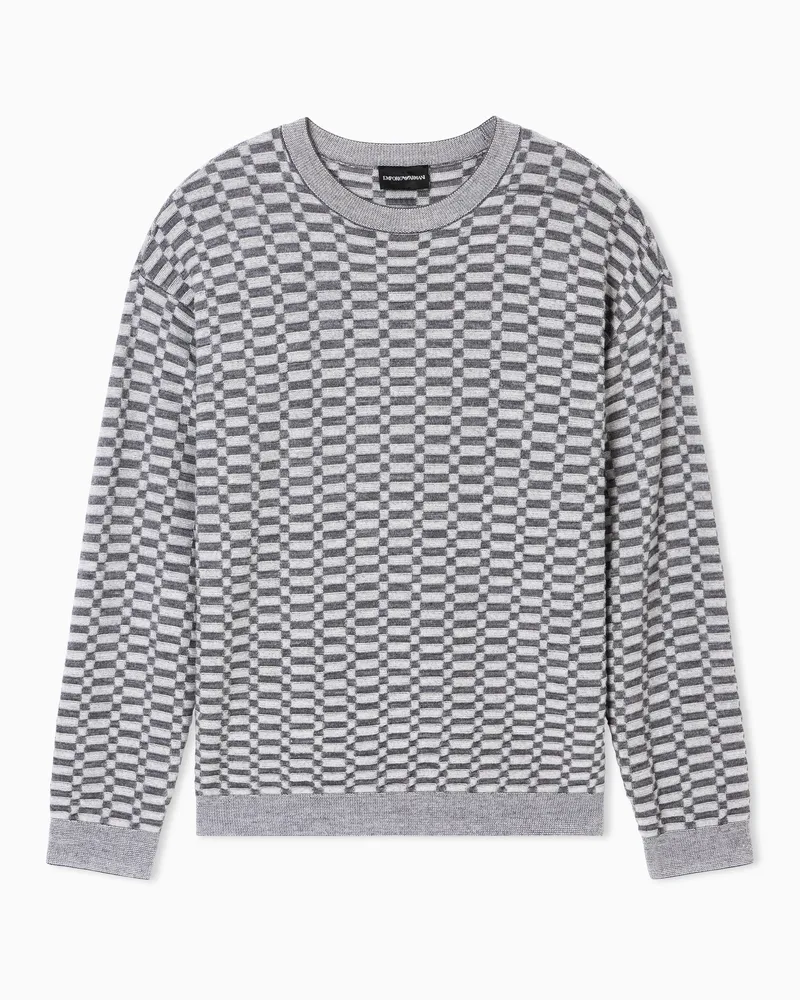 Emporio Armani Pullover aus strukturierter Schurwolle mit optischem Effekt Grau