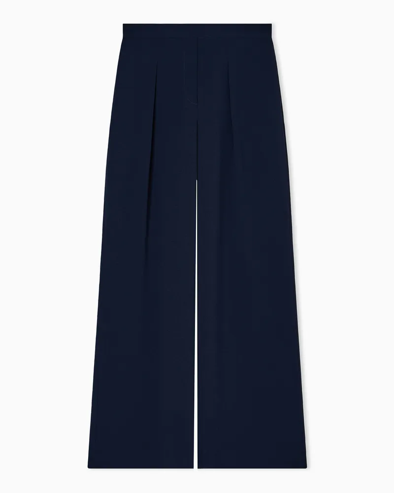 Emporio Armani Bundfaltenhose aus Sablé-Stretchgewebe Blau