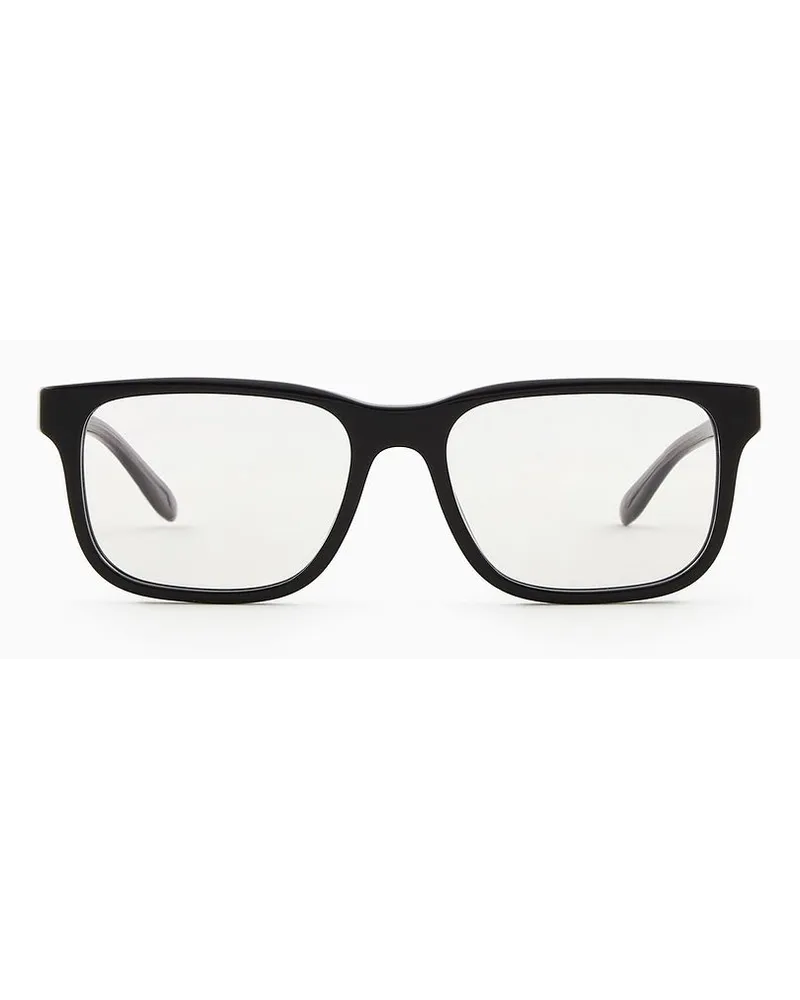 Emporio Armani Rechteckige Brille Für Herren Asian Fit Schwarz