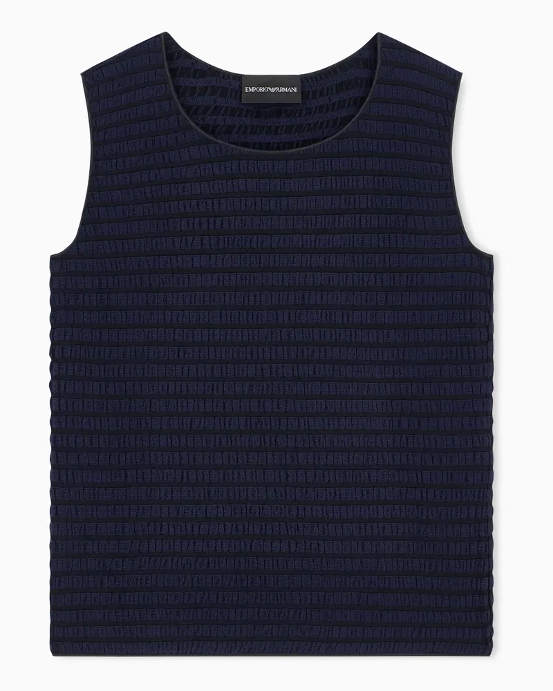 Emporio Armani Slim Fit Top aus Jacquard-Jersey der Capsule Signature Schwarz