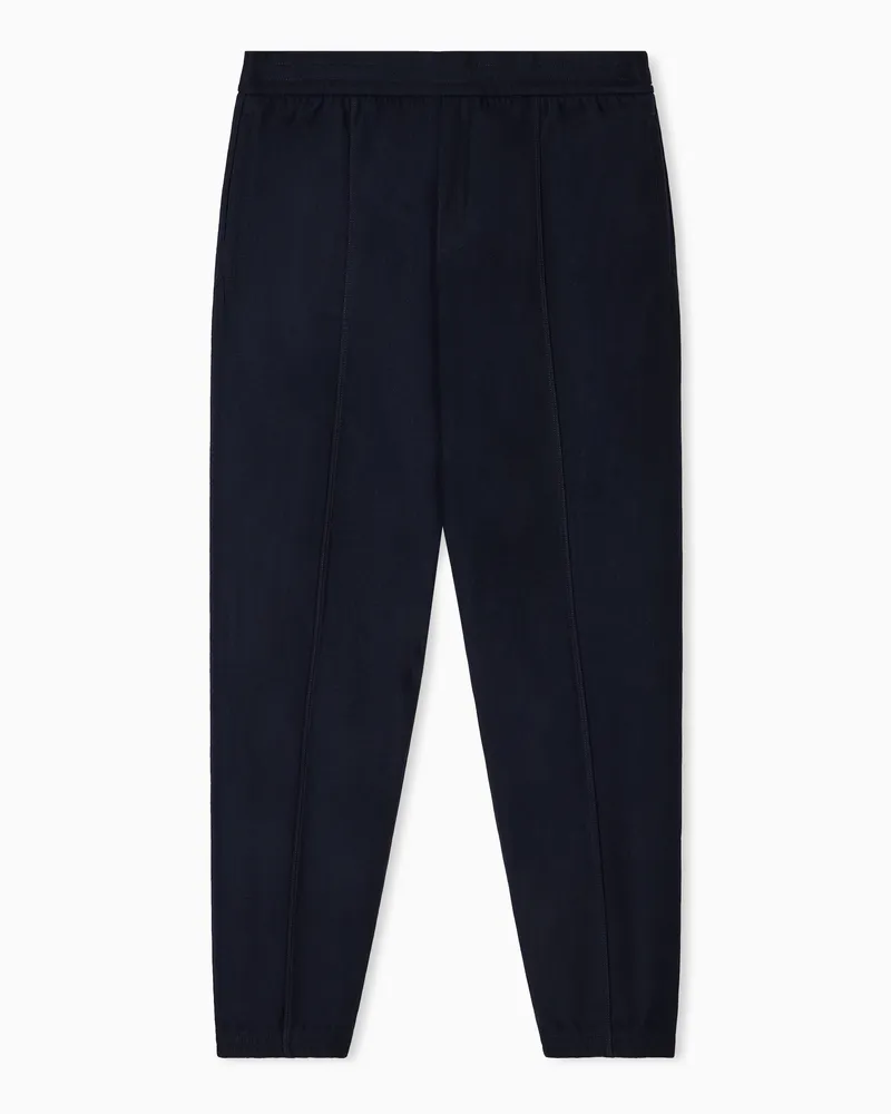 Emporio Armani Travel Essential Jogginghose aus Schurwoll-Flanell Marineblau