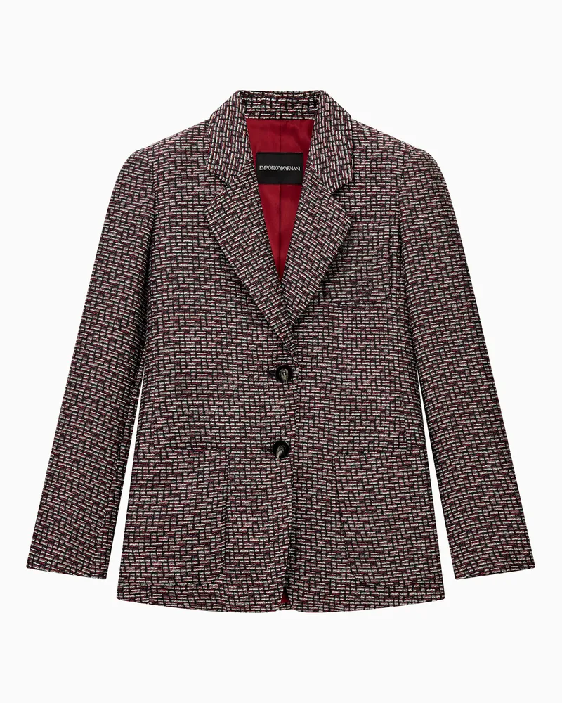 Emporio Armani Blazer Regular Fit mit Webstruktur und gesticktem Wappen Mehrfarbig