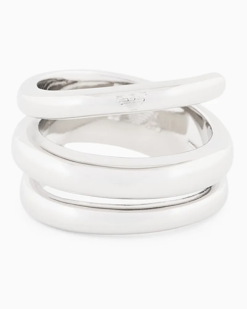 Emporio Armani Ring im Lagen-Look aus silberfarbenem Messing Mehrfarbig