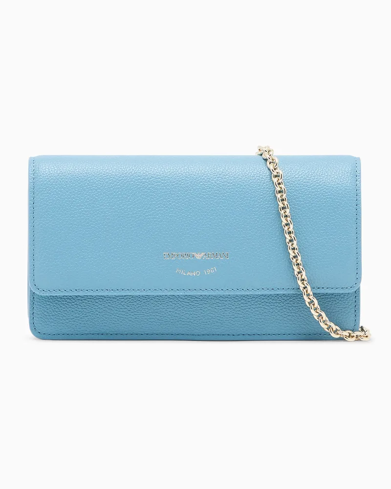 Emporio Armani Minitasche aus getrommeltem Leder Hellblau