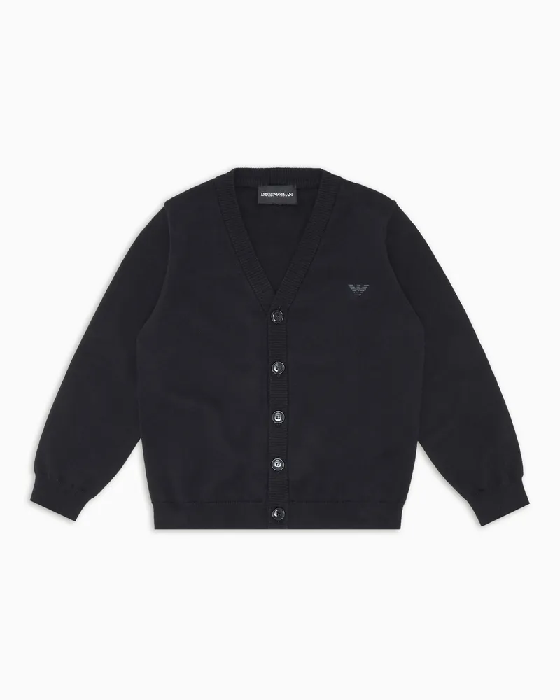 Emporio Armani Cardigan mit V-Ausschnitt aus Wollgemisch Marineblau