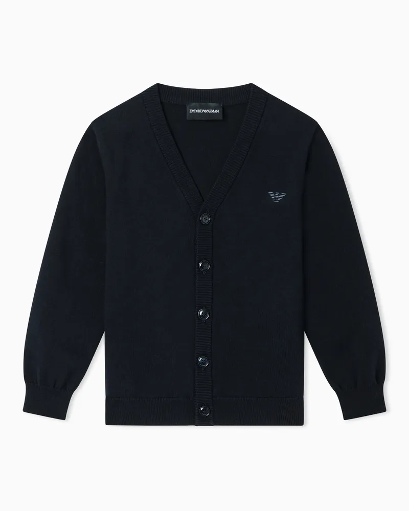 Emporio Armani Cardigan mit V-Ausschnitt aus Wollgemisch Marineblau