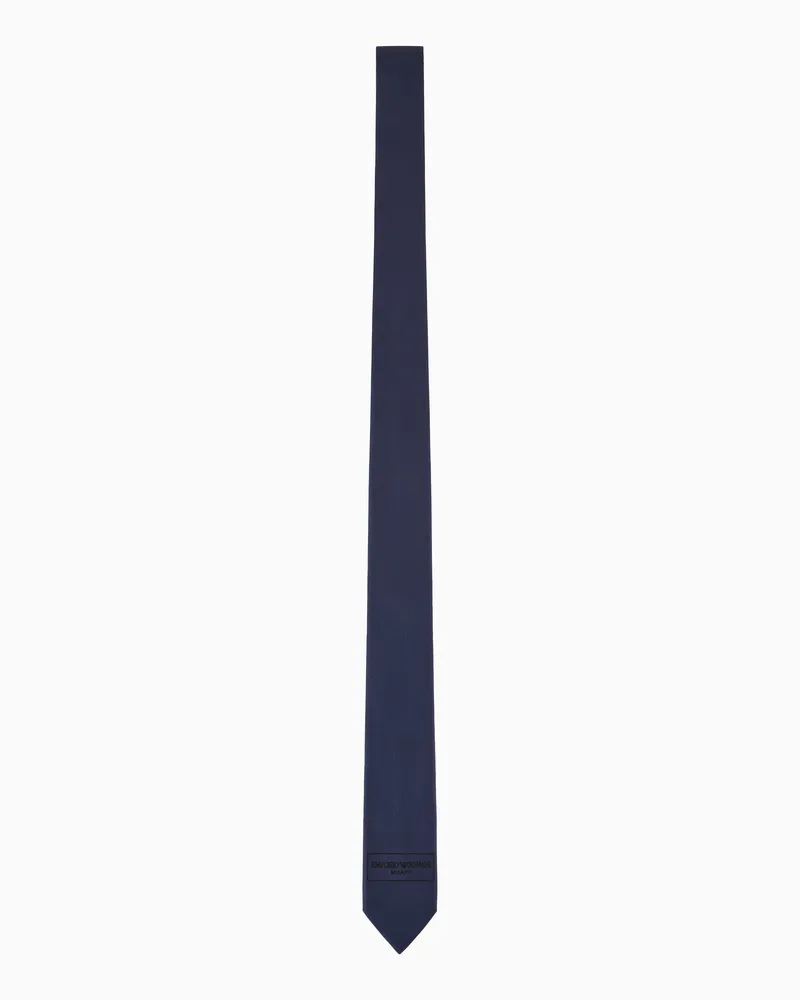 Emporio Armani Krawatte aus reiner Seide mit Logo Marineblau