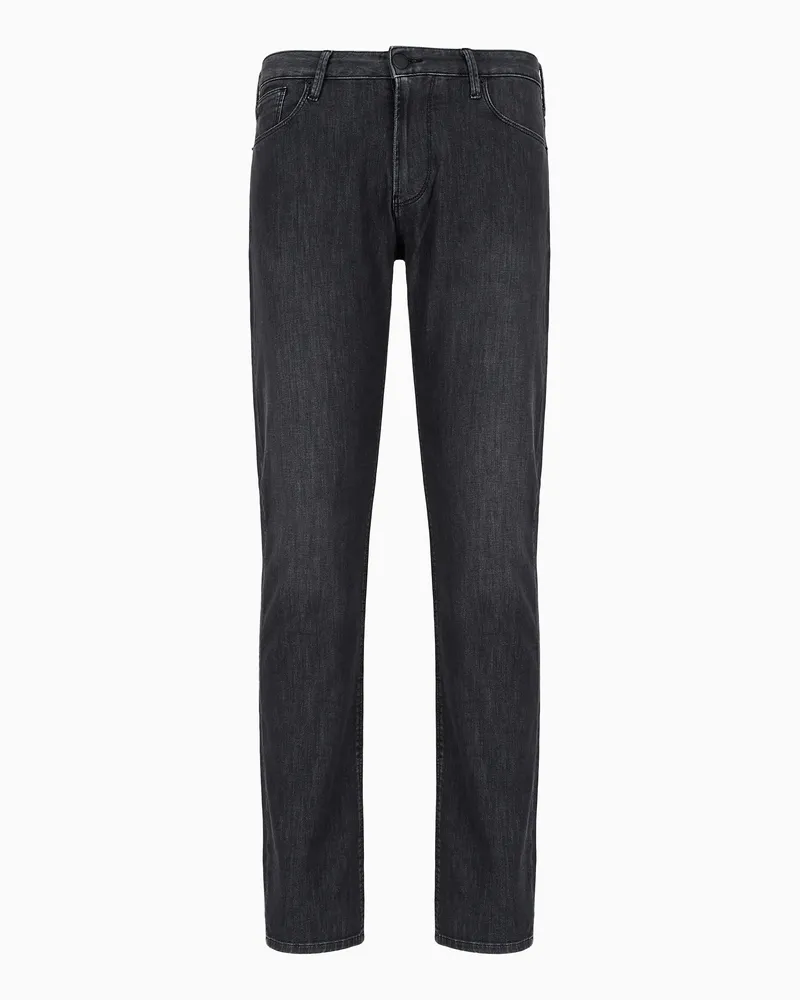 Emporio Armani Jeans J06 in Slim Fit aus Denim 8 oz in Used-Wash-Optik Schwarz