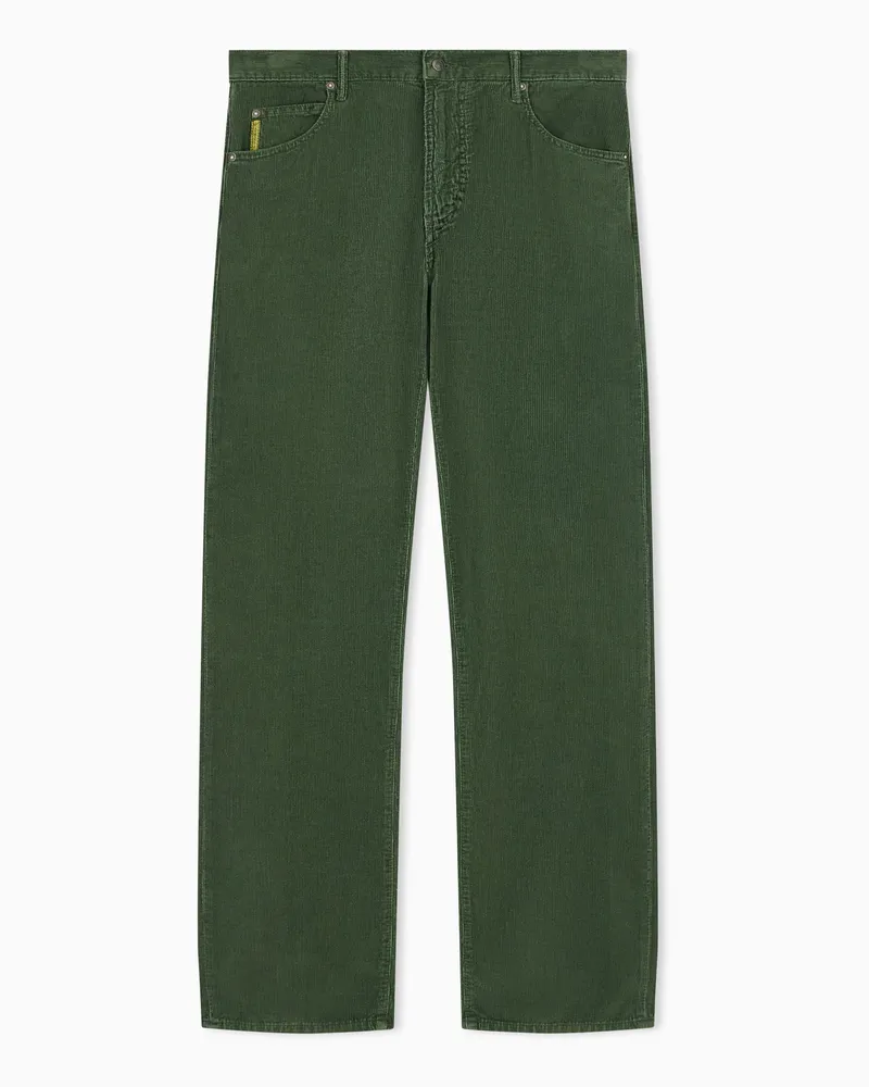 Emporio Armani Regular Fit 5-Pocket-Cordhose aus Baumwolle mit geradem Bein Grün