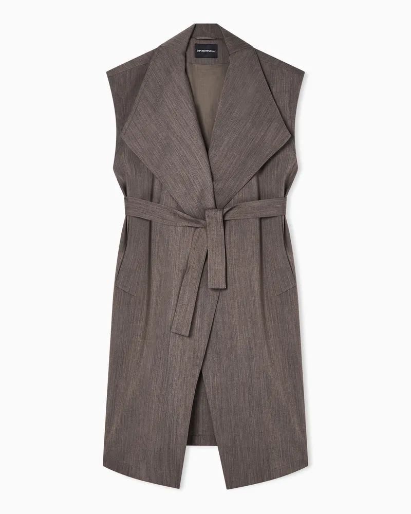 Emporio Armani Tailored wool blend coat with belt Braun