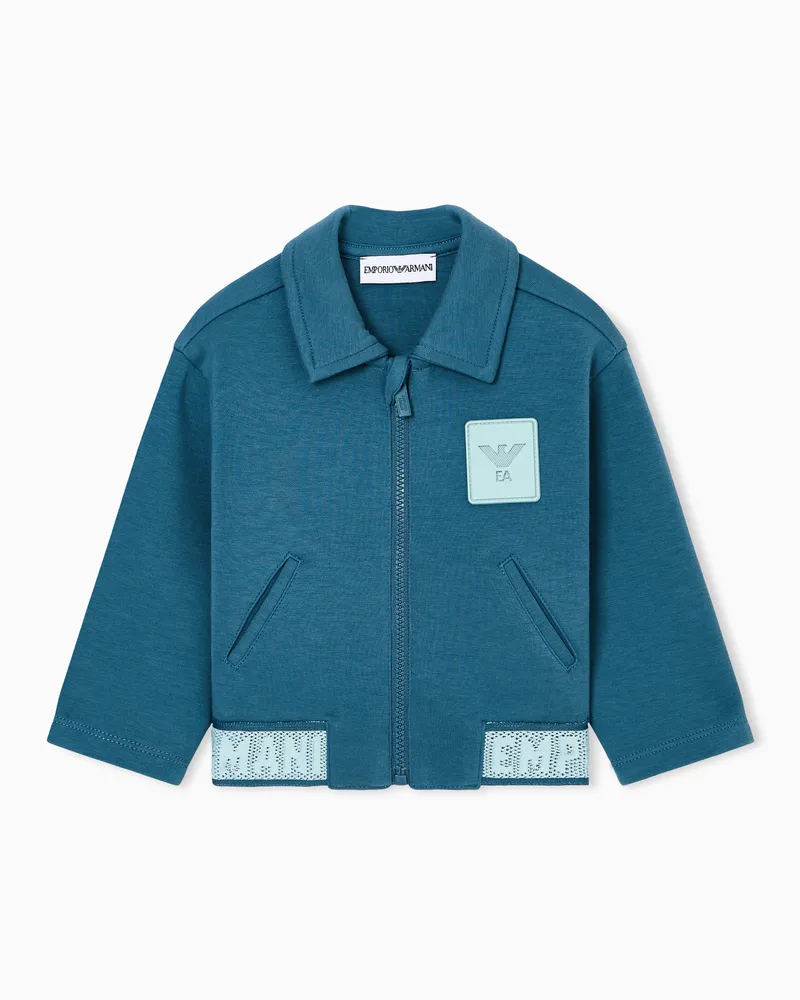 Emporio Armani Sweatshirt mit Reißverschluss und Logoband aus doppellagigem Jersey Blau