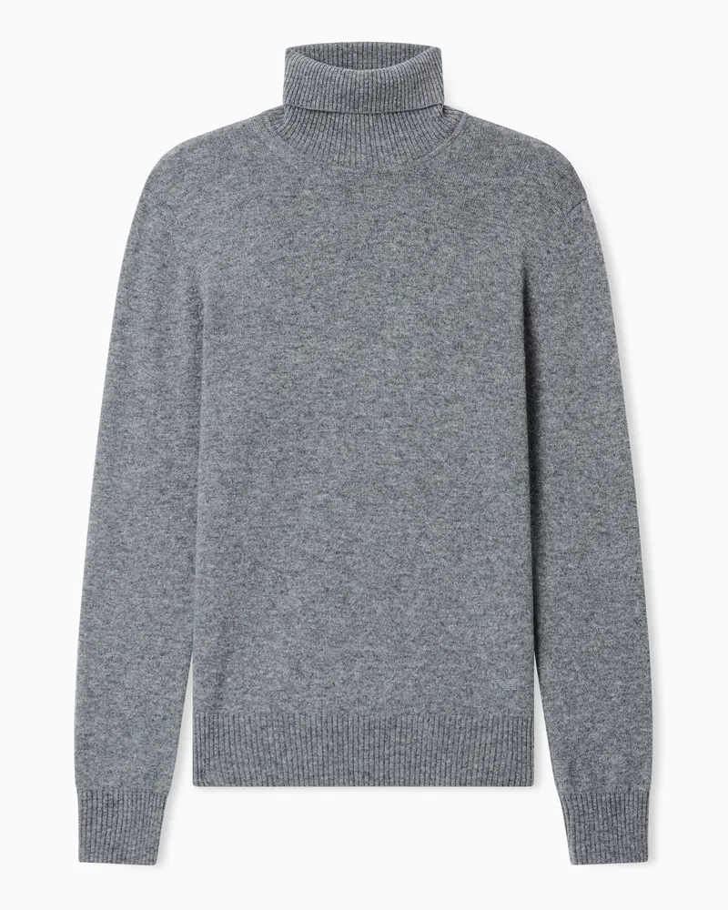 Emporio Armani Rollkragenpullover aus reinem Kaschmir in Glattstrick Grau