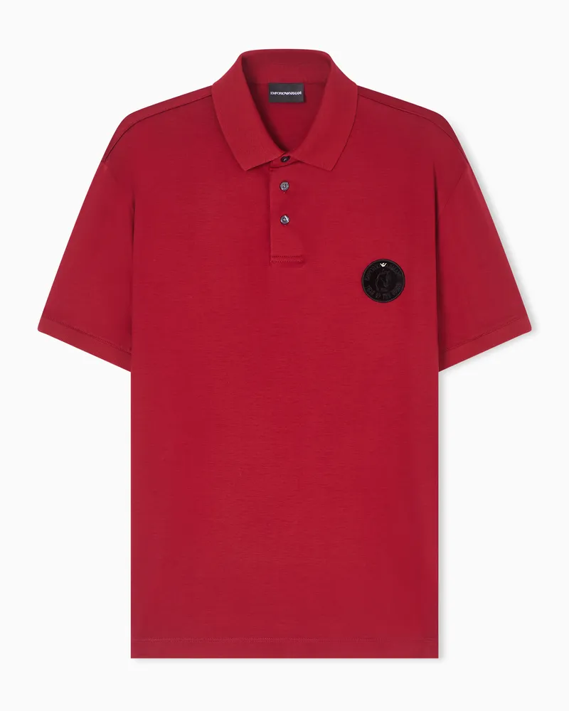 Emporio Armani Lyocell blend jersey polo shirt with Lunar New Year patch Rot