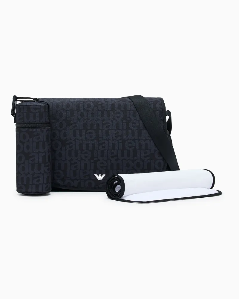 Emporio Armani ASV Set mit Mummy Bag mit Allover-Schriftzug Marineblau