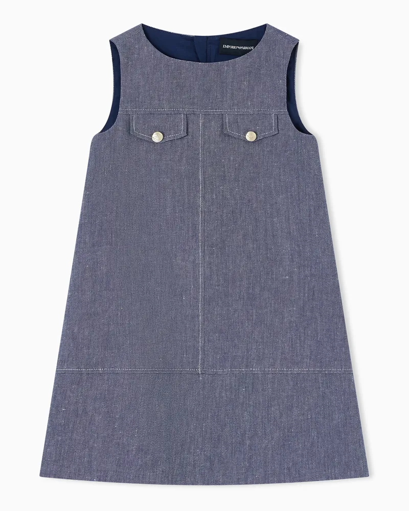 Emporio Armani Kleid aus Leinen-Mischung in Denim-Optik Blau