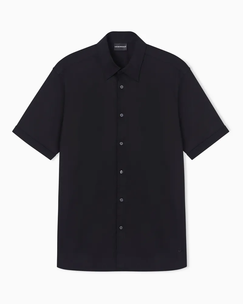 Emporio Armani Short-sleeved shirt in stretch Pima cotton Schwarz