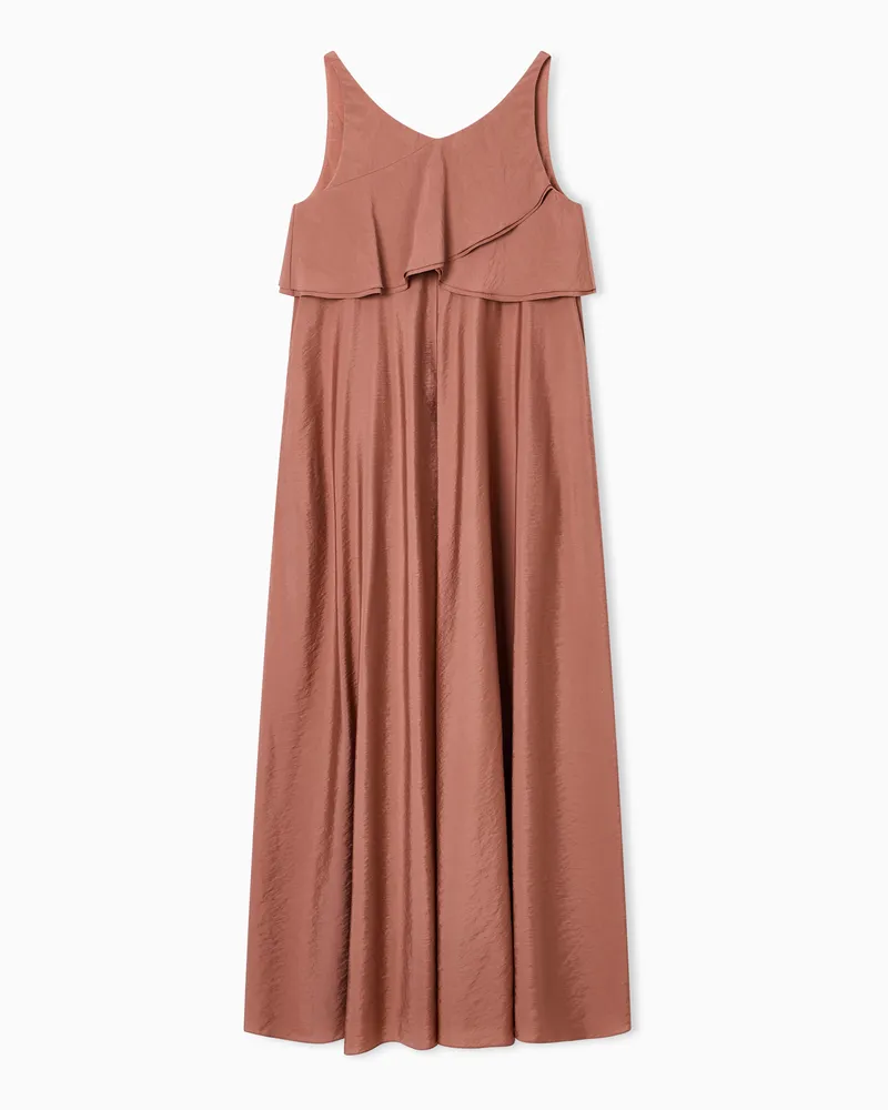 Emporio Armani Icon langes Kleid aus Modal-Musselin Pink