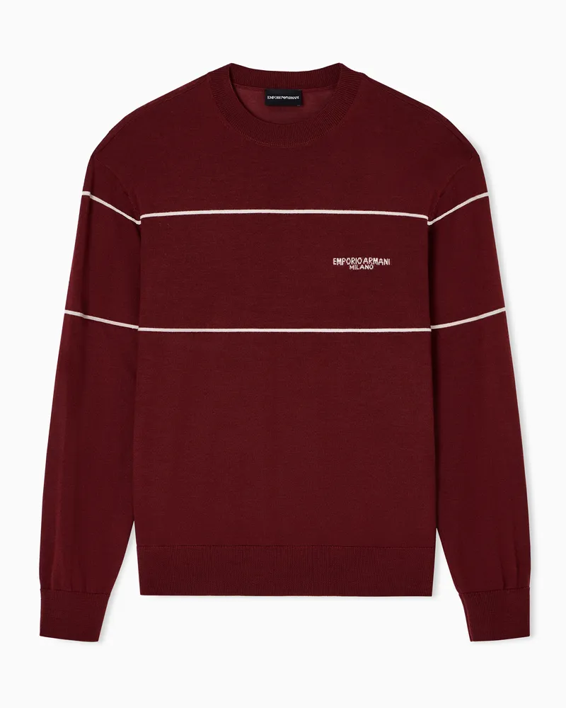 Emporio Armani Pullover aus Schurwolle mit Logo aus Jacquard-Stoff Burgunderrot