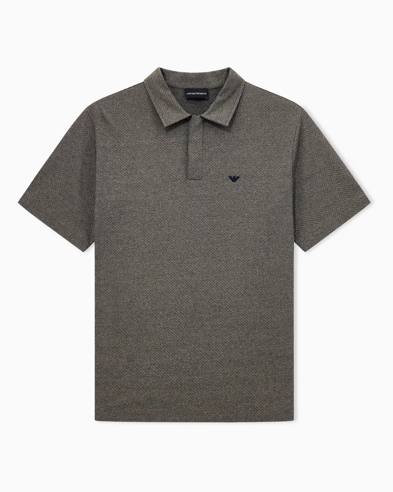Emporio Armani Poloshirt mit Strukturmuster und gesticktem Brustlogo Grau
