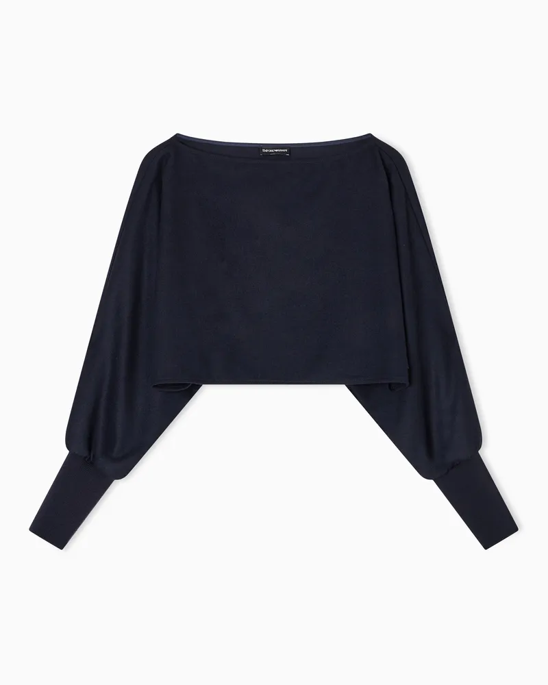 Emporio Armani Crop Top aus der Winter Urbanism-Sonderkollektion, gefertigt aus einem Stoff aus Schurwoll-Mischung Marineblau