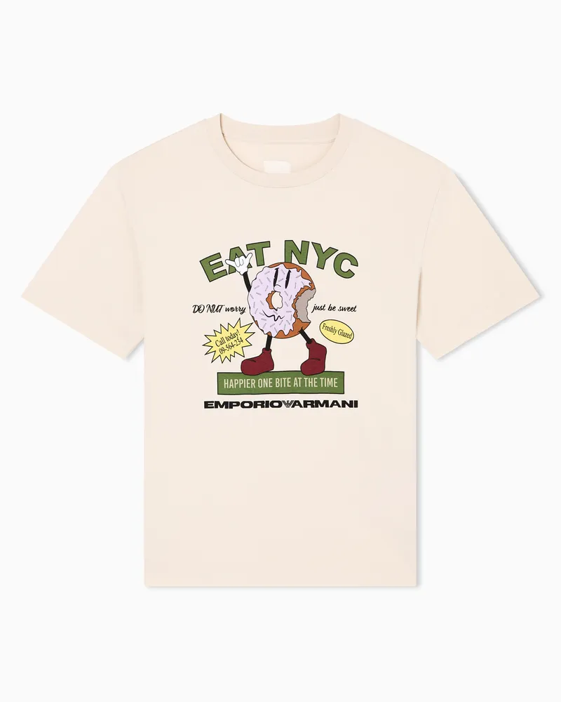 Emporio Armani EAT NYC Jersey-T-Shirt mit Print aus der New York Sonderkollektion Beige
