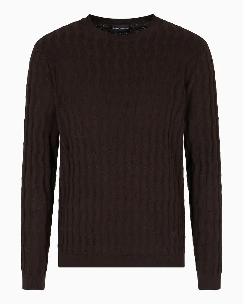 Emporio Armani ASV gemusterter Pullover aus Lyocell-Mischung mit Relief-Optik Braun