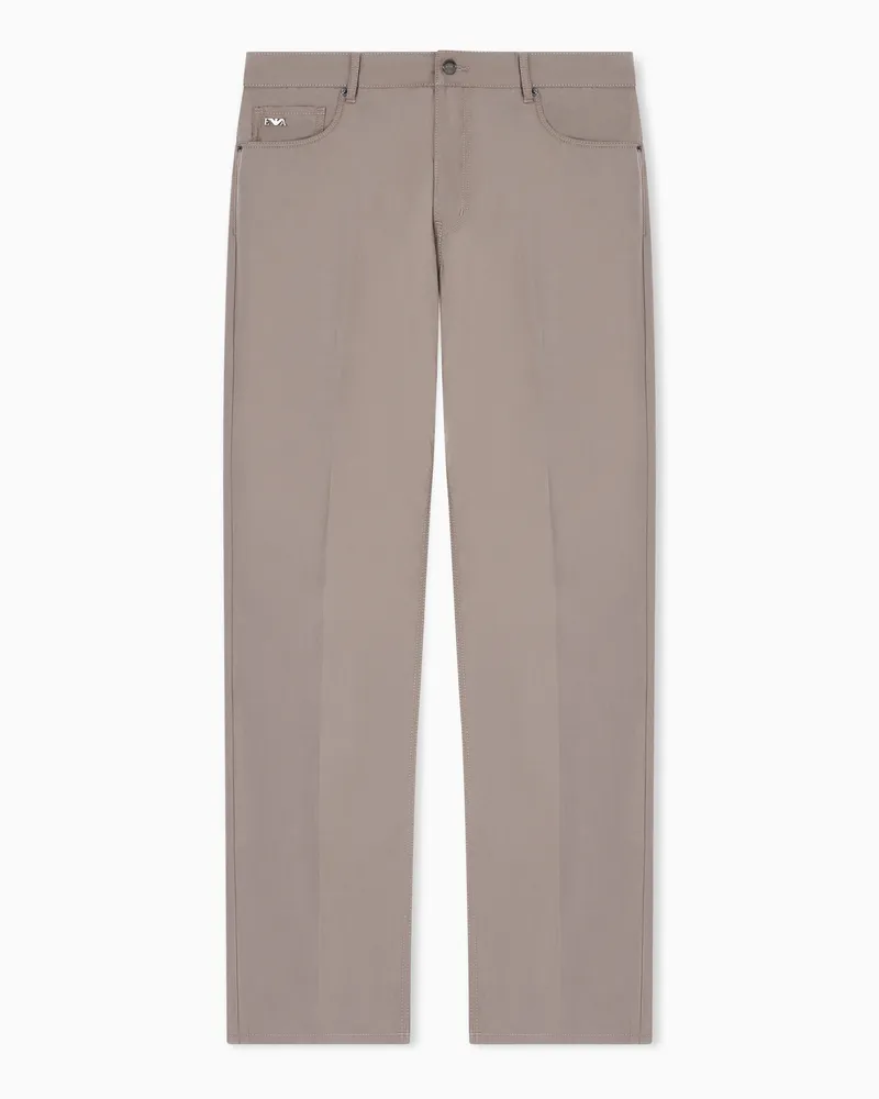 Emporio Armani Five-pocket trousers in technical cotton Beige