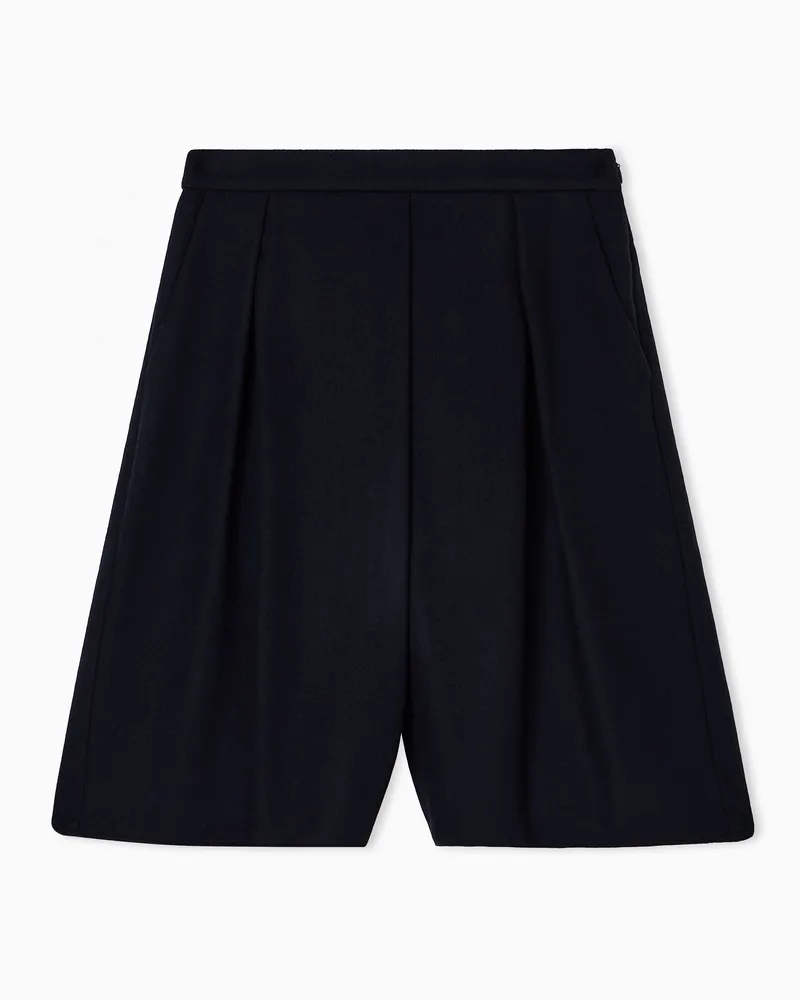 Emporio Armani Bermudashorts aus der Winter Urbanism-Sonderkollektion, gefertigt aus einem Stoff aus Schurwoll-Mischung Marineblau