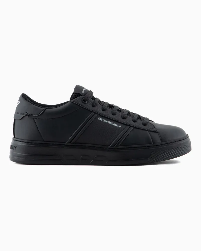 Emporio Armani Sneaker aus Leder mit Logo-Detail Schwarz
