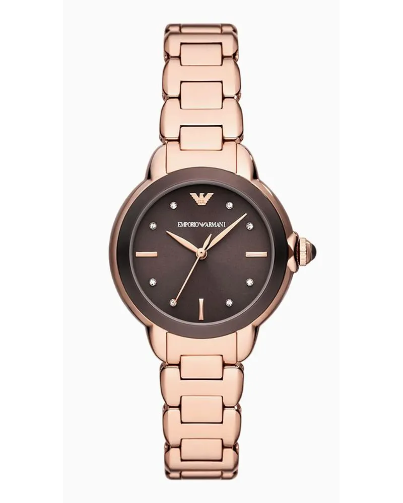 Emporio Armani Uhr mit Drei Zeigern und Roségoldfarbenem Edelstahlarmband Roségold