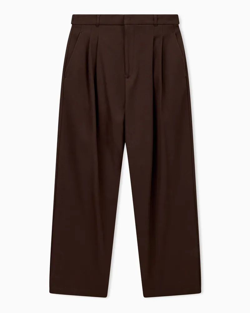 Emporio Armani Klassische Baumwollhose mit geradem Bein und Paspeltaschen Braun