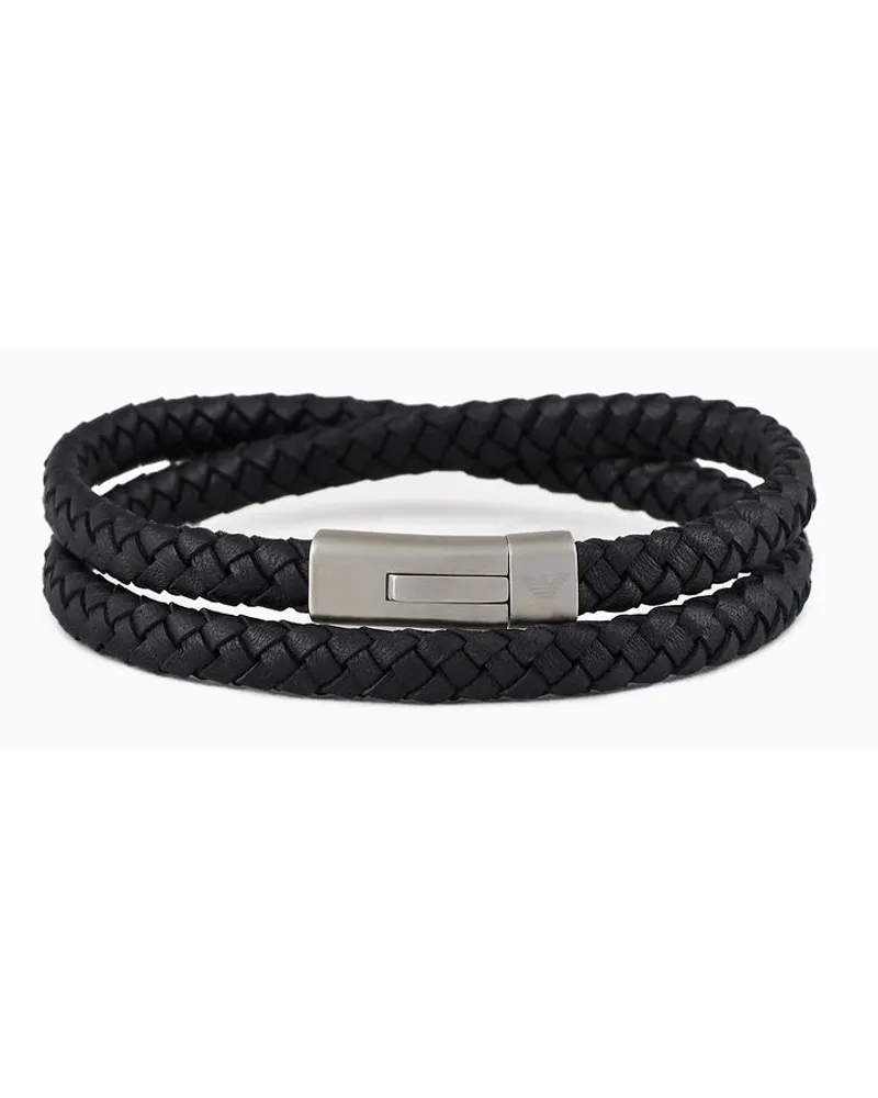 Emporio Armani Armband Für Herren aus Leder Schwarz