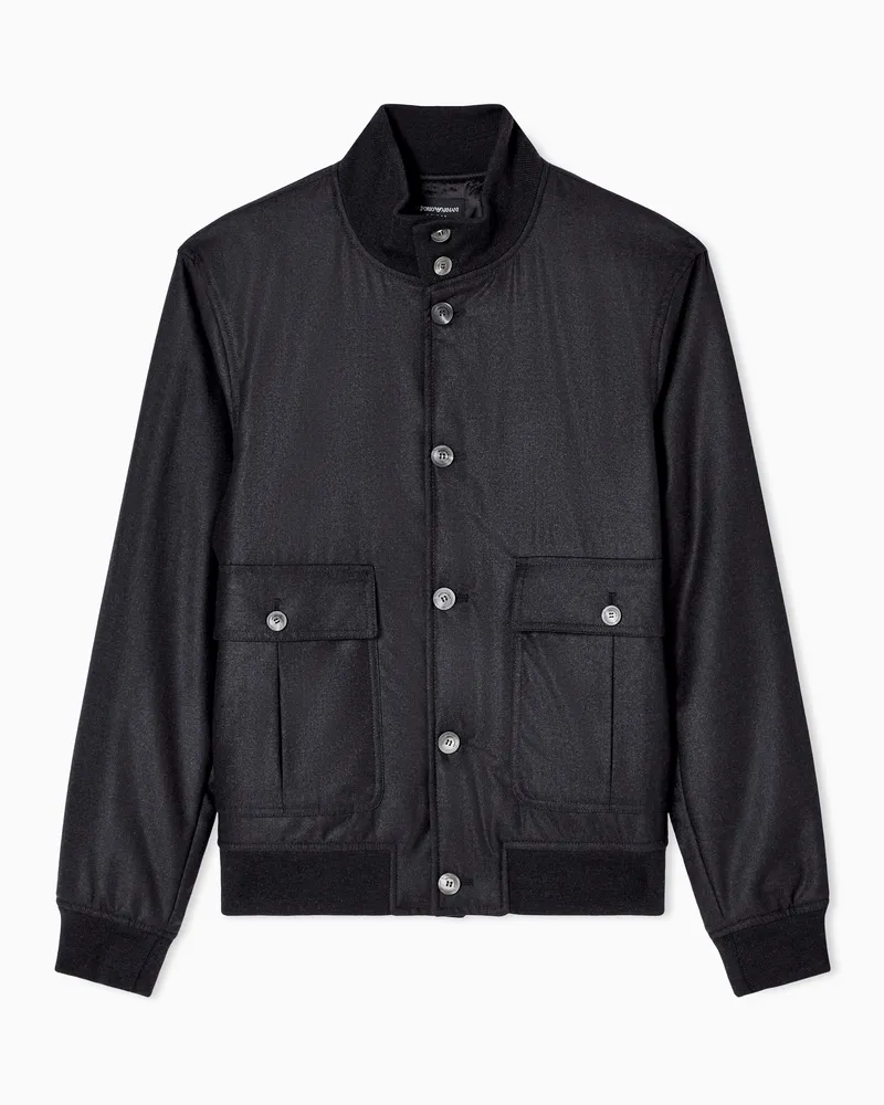 Emporio Armani Icon Blouson aus Schurwoll-Flanell Weiß