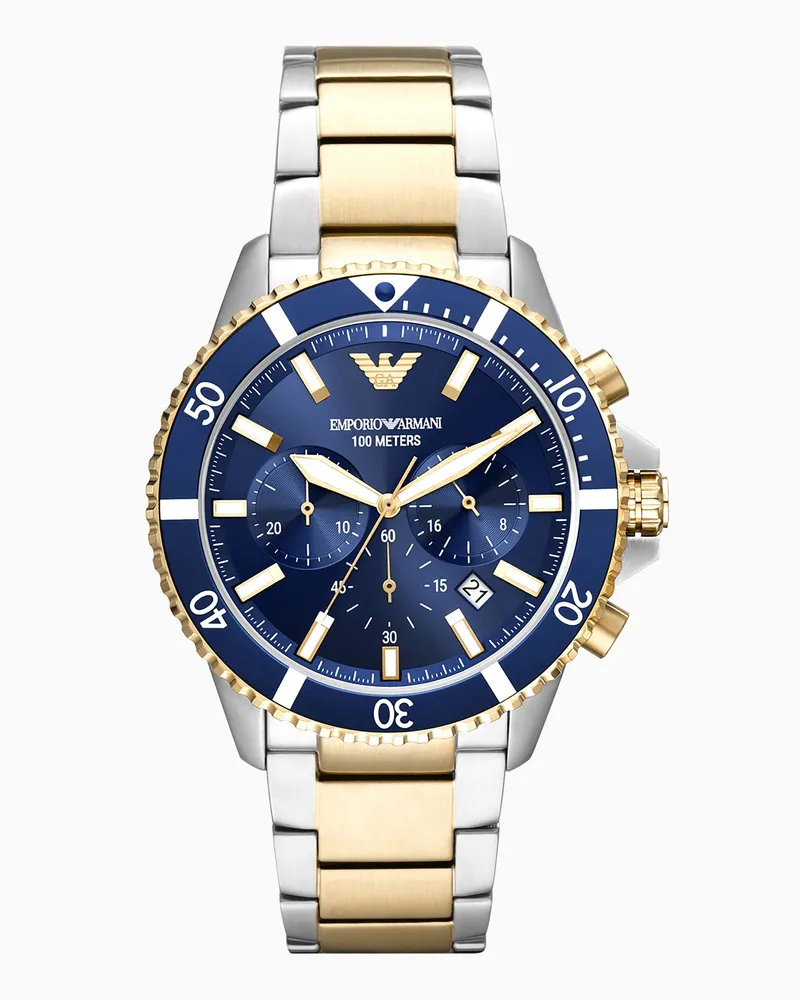 Emporio Armani Chronograph aus zweifarbigem Edelstahl Mehrfarbig